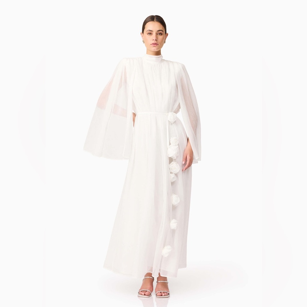 Elliatt Melissa Long Sleeve Gown in White Size L NWT Flaw Noted- Belt Missing!!! - Picture 1 of 7